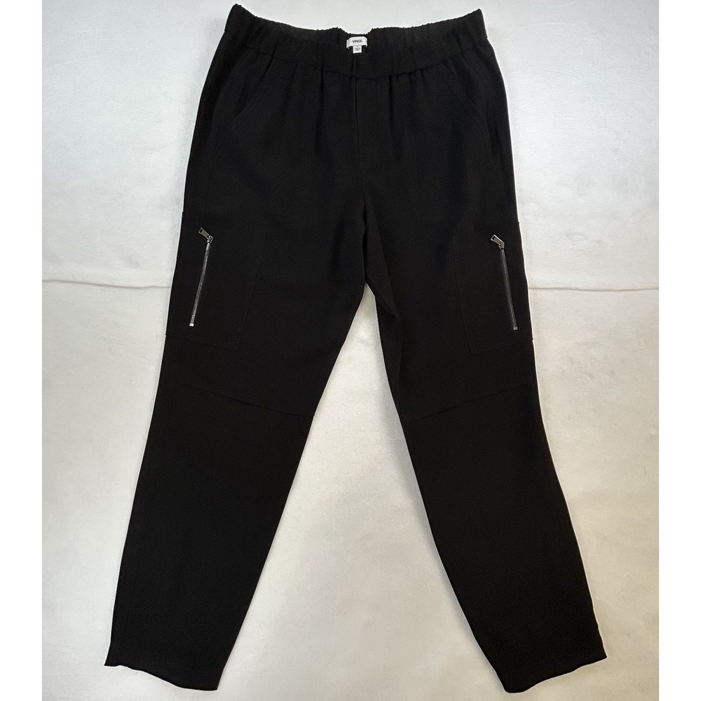 Vince Womens Black Pants PullOn Zipper Pockets Relaxed Professional Jogger Sz 12